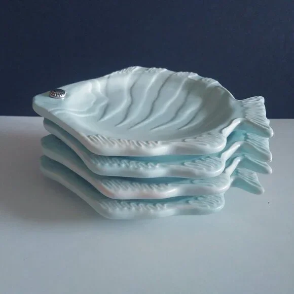 Mud Pie Fish Plates 5.5 inch Set of 4 Charcuterie Tapas Lot - Picture 10 of 10